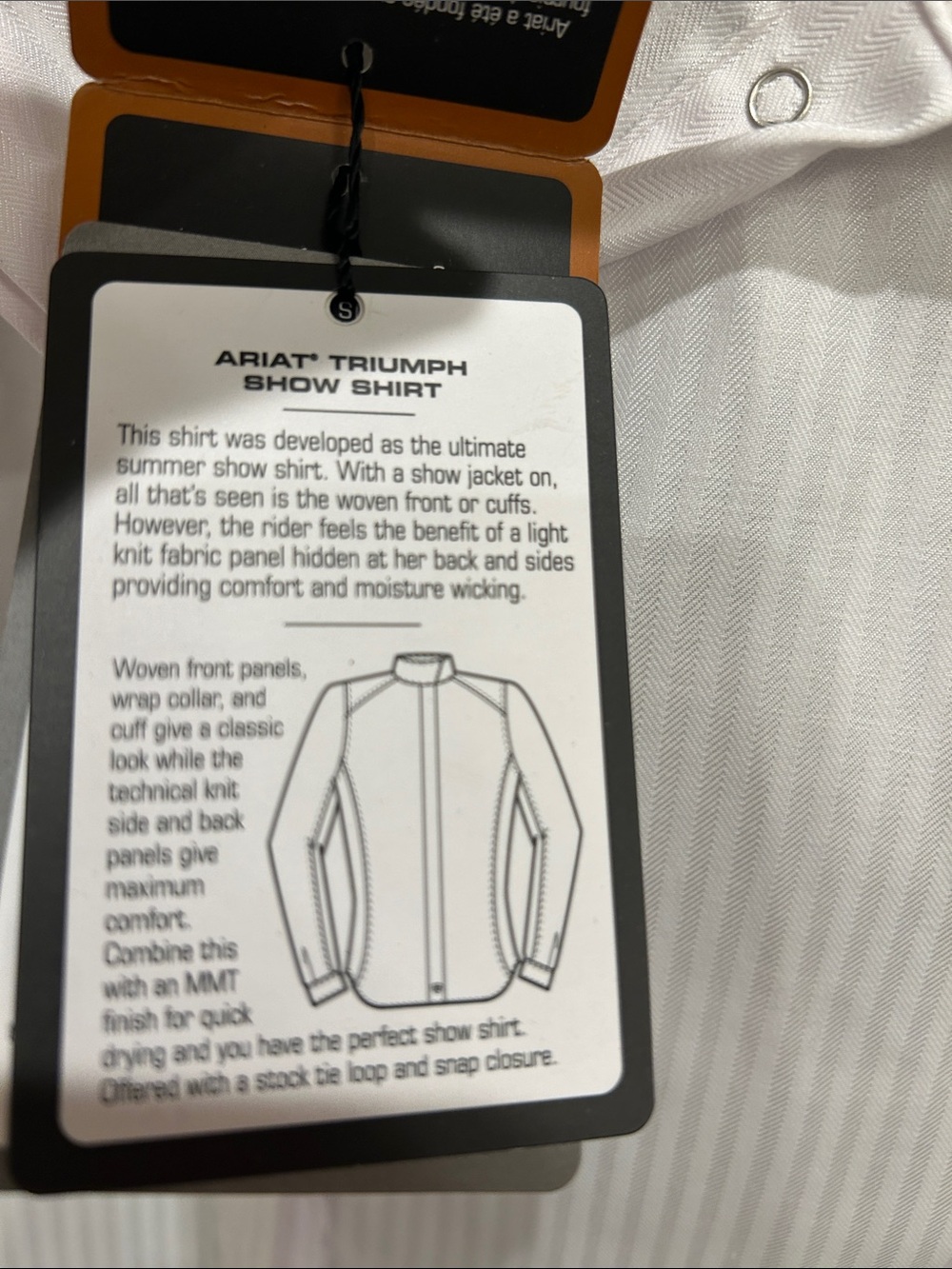 Ariat White Long-Sleeve Show Shirt with Pinstripe Front NWT - Picture 5 of 9